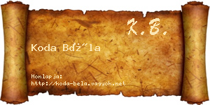 Koda Béla névjegykártya